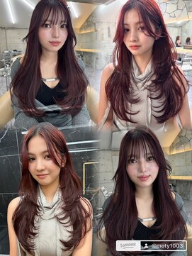 サイン 渋谷(SIGN) 韓国ヘアーハッシュカットレイヤーカットグレージュブリーチ無し