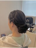 編み込みシニョン♪