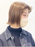 【モリオ松戸　石山】ハイトーン切りっぱなしボブ外ハネミニボブ