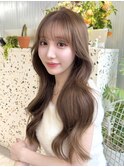 T21ロングレイヤーカット韓国風透明感ブリーチなしダブルカラー