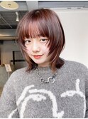 顔周りレイヤー韓国ヘア美髪ウルフカットミディアム_ba509882