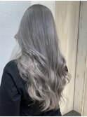 ブリーチ＆ダブルカラーグレーシルバーカラー池袋巻き髪