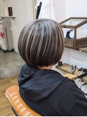 丸みショートボブ30代~50代グレイカラー白髪染め白髪ぼかし