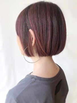 モリオフロムロンドン 原宿本店(morio from London) 【morio原宿】顎ラインボブ　ハイライトカラー　ピンクレッド