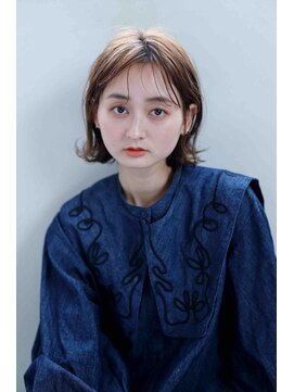 ムウ 難波(MOU) ボブクールショート前髪イメチェンピンクベージュ30代40代50代