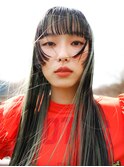 姫カット ロングヘア デザインカラー インナーカラー 顔周り