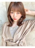 くびれヘア/韓国/透け感/くすみカラー/ロング/ベージュカラー