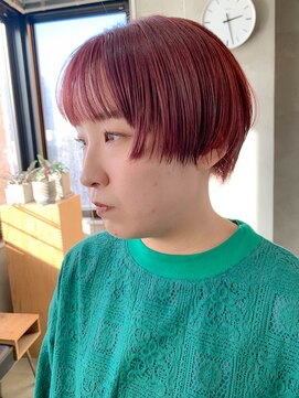 テトヘアー(teto hair) 丸みショート、マッシュショート、ピンクパープル、ブリーチ