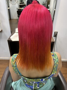 ヘアーデザインルアナ(Hair design Luana.) ピンクオレンジカラー/インナーカラー/ダブルカラー/ケアブリ