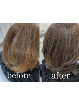 酸熱トリートメントを配合しているから髪質改善とカラーが同時に叶う◇ベージュ系、グレー系のカラーが得意