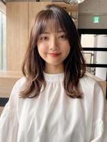 エトラ 渋谷店(etora) 韓国ヘア レイヤーカット くびれヘア アプリコットオレンジ"