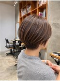 ◇大人40代50代60代ショートボブ丸みショート白髪ぼかし