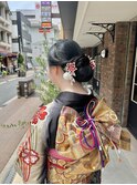 タイト シニヨンヘア 振袖着付け