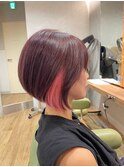 大人可愛い裾カラーピンクベージュインナーカラー