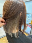 20代30代40代インナーカラー×ナチュラル×小顔×切りっぱなし