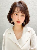 耳かけショートボブ似合わせカット30代40代チェリーブラウン
