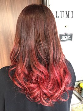 ルミ ツー 横浜駅店(Lumi 2) チェリーレッドグラデーションカラー/ロングデザインカラー/横浜