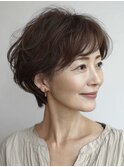 白髪ぼかし脱白髪染め似合わせショートボブ40代50代60代