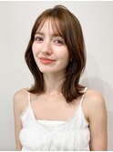 ・大人ガーリーダークアッシュミディアムレイヤー似合わせカット
