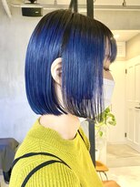 エリマ 調布(elima)&nbsp;ブルーブラック/くすみブルー/前下がりボブ/切りっぱなしボブ