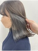 韓国風インナーカラー/シルバー×イヤリングカラー