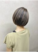 ボブ×バレイヤージュ/グレージュ/アッシュ/ショートボブ/大船駅