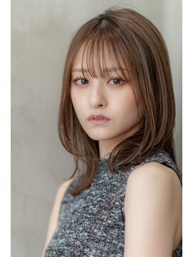 ケアリー 流山おおたかの森(Carelly) 大人かわいい前髪セシルカットココアブラウンフリンジウェーブ