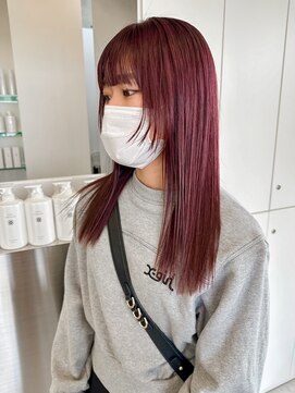 ユイマァル 岡山店(YUIMARL) バーガンディーカラー×顔まわりカット