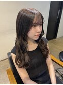 ミディアムレイヤー　ボブレイヤー　ブラウンカラー