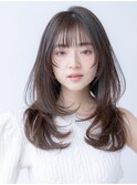 大人かわいい前髪セシルカットココアブラウンフリンジウェーブ