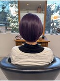 20代30代40代大人可愛いペールパープル小顔ショートボブ