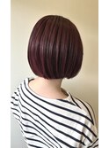 【富谷】ボルドーカラーがかわいいナチュラルボブ