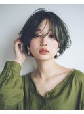【韓国・レイヤー】ブルーグリーン・ハッシュカット・ボブ