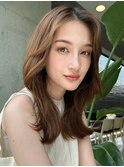 ミディアムレイヤー大人ボブ切りっぱなしボブレイヤーボブ 