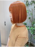 オレンジカラー/推しカラー/ダブルカラー/池袋駅/ボブ