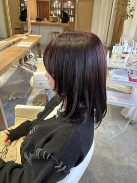 フラム(fulam) フェイスレイヤー×ツヤ髪ワインレッド