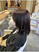 フェイスレイヤー×ツヤ髪ワインレッド
