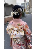 成人式振袖着付け　メイク　振袖ヘアアレンジ