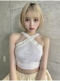 金髪ボブ ボブ 切りっぱなしボブ AKARI