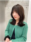 ヘーゼルベージュブリーチカラー顔周りレイヤーワイドバング