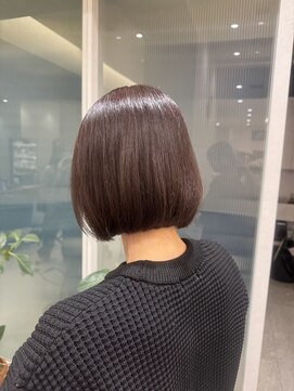 ピンクブラウン×ボブ