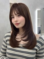 オムニス 表参道(Omnis)&nbsp;韓国ミディアムレイヤーハッシュカット髪質改善グレーブラウン