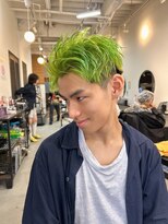 ラック 津田沼(LUCK)&nbsp;ネオングリーン/メンズ/メンズカラー/ブリーチ/似合わせカット