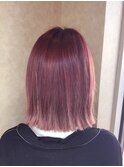 チェリーピンクグラデーション＋切りっぱなしボブ