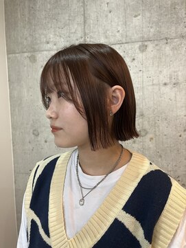 サクラ 岐阜(SAKURA) 切りっぱなしボブ　ピンクブラウン　髪質改善カラー　岐阜