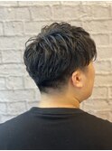 王道ツーブロアップバング×アイロンパーマ【新宿/理容室】