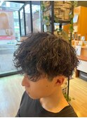 men's波巻きスパイラルパーママンバンヘアツーブロック刈り上げ
