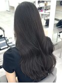 美髪カールブルーブラック韓国レイヤーロングセミディ2wayバング