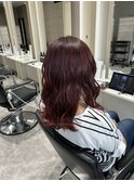 大和八木橿原赤カラー巻き髪艶カラー