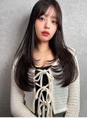 黒髪小顔ワンレンストレートレイヤー41210